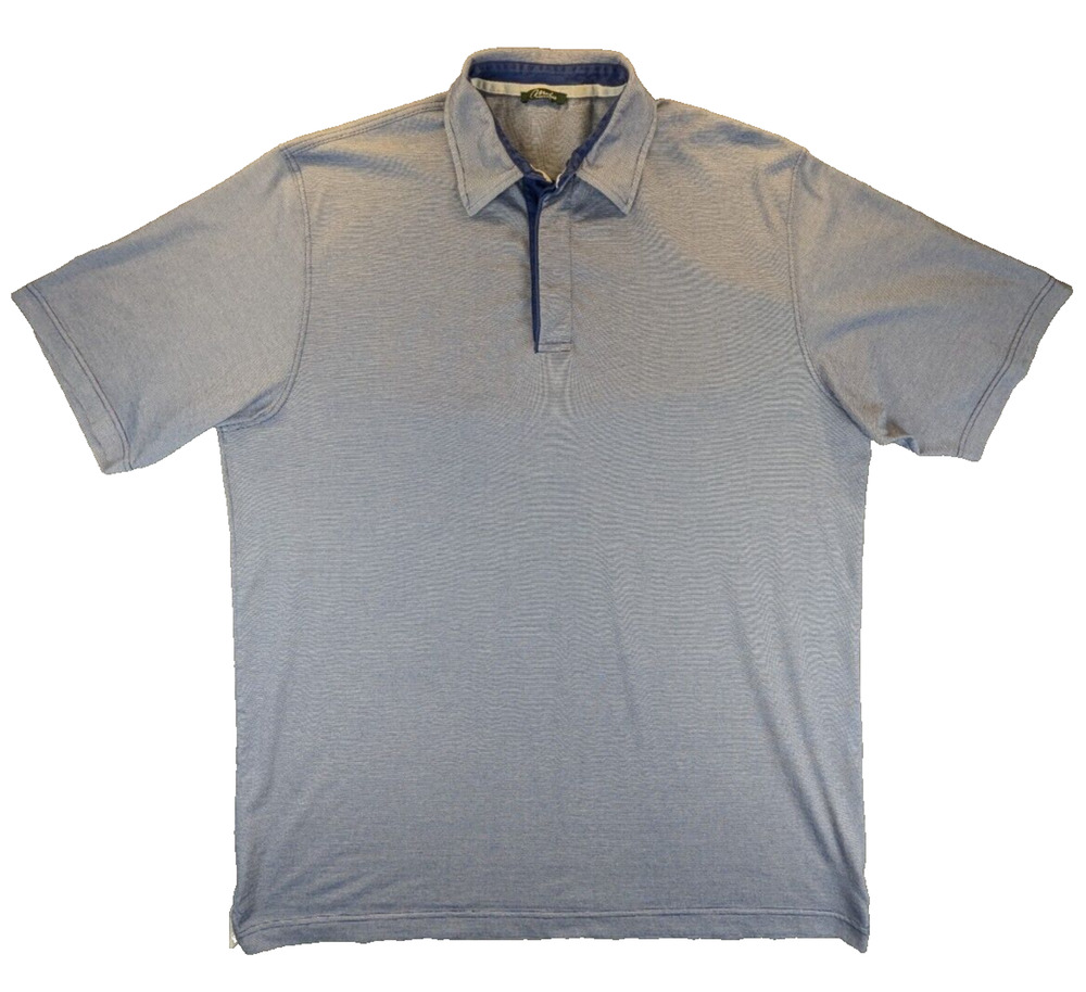 Marbas Polo Shirt Men's Large 52 Blue Pin Striped Short Sleeve Italy Golf